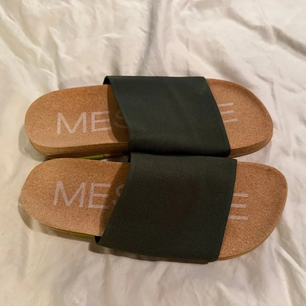 Message Shaw Classic Slide Gwyneth Paltrow olive slip-on cork sandals sz 40 - Picture 8 of 8